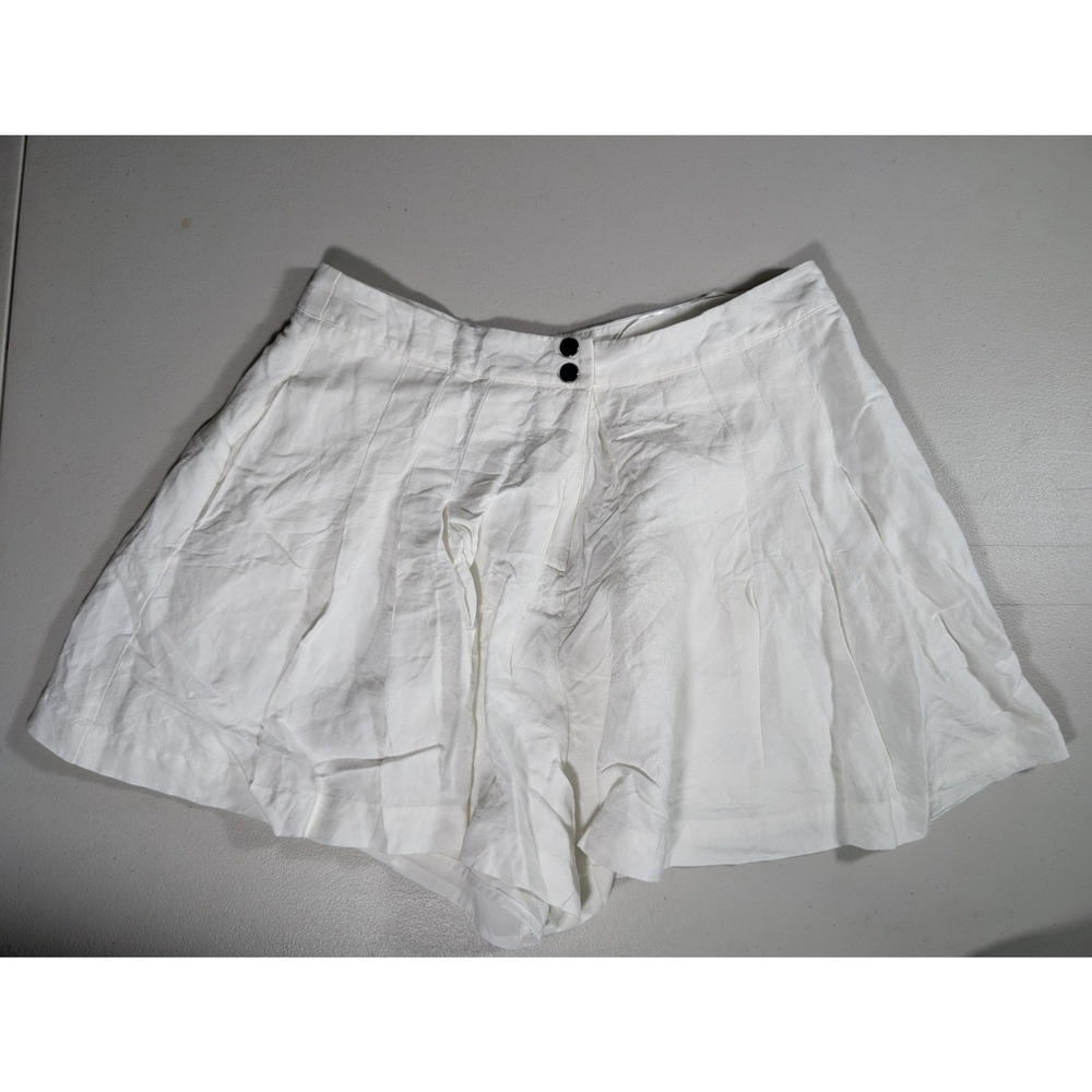 Sugar Lips Womens White Linen Blend Pleated High Waisted Casual Mini Skort XL